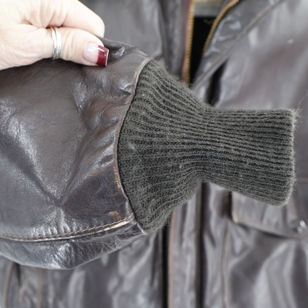Schott NYC Vtg Leather Flight Bomber Jacket Fur Collar Lining Mens Size 34 USA - Picture 5 of 16